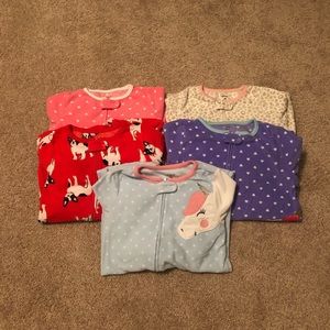Girls 4T fleece footed Pjs bundle